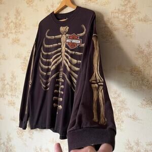 Y2K Harley Davidson Skeleton L/S Shirt | House of Harley Milwaukee | Size XL
